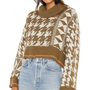 Free People Jupiter Oversized Turtleneck Pullover Sweater‎ Sz XS, 99% Cotton